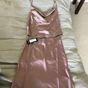 Nasty Gal cropped cami and satin skirt